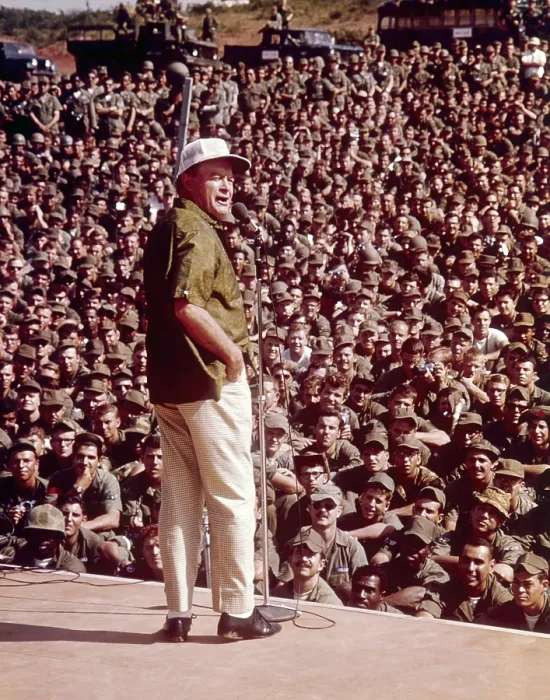 Framed Print : Bob Hope during one of his USO tours to entertain US troops in Vietnam, 1966