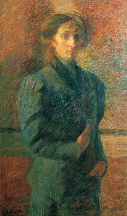 Framed Print : Boccioni Umberto, Portrait of a Woman, 1908 - 1909, 20th Century, oil on canvas, Italy, Lazio, Rome