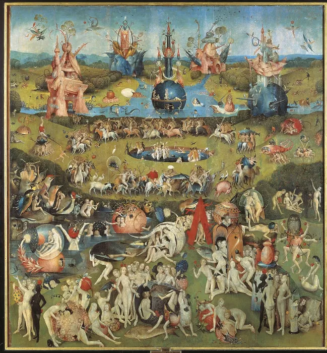 Framed Print : Bodies of Christian Martyrs Brought by the Angels, by Joren Anthoniszoon Van Aeken known as Bosch Hieronymus, 1503 - 1504, 16th Century, oil on panel, cm 220 x 195 - Spain