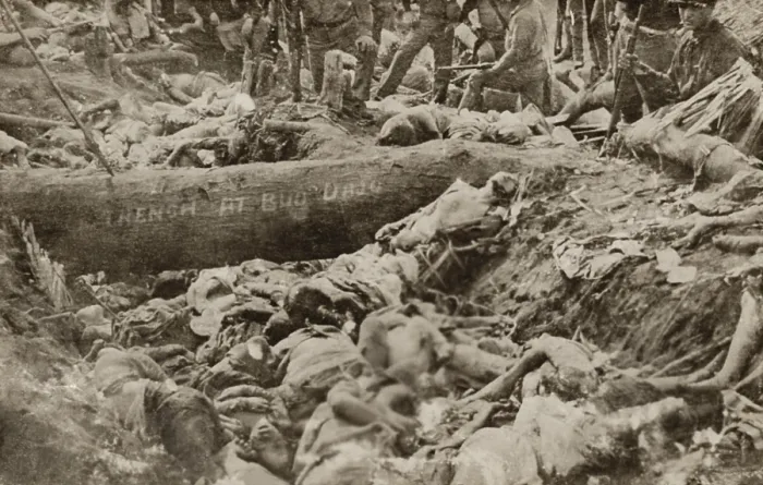 Framed Print : Bodies of dead Filipino Muslims killed at the First Battle of Bud Dajo during the Moro Rebellion, 1907 Framed Print : Bodies of dead Filipino Muslims killed at the First Battle of Bud Dajo during the Moro Rebellion, 1907