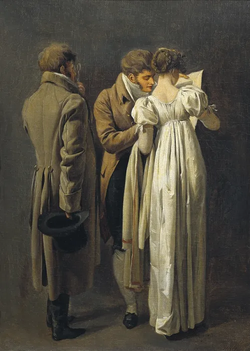 Framed Print : BOILLY, Louis Leopold (1761-1845). The Amateur Print Collectors (Les amateurs d'estampes). beg. 19th c. Neoclassicism. Oil on canvas. FRANCE. Paris. Louvre Museum