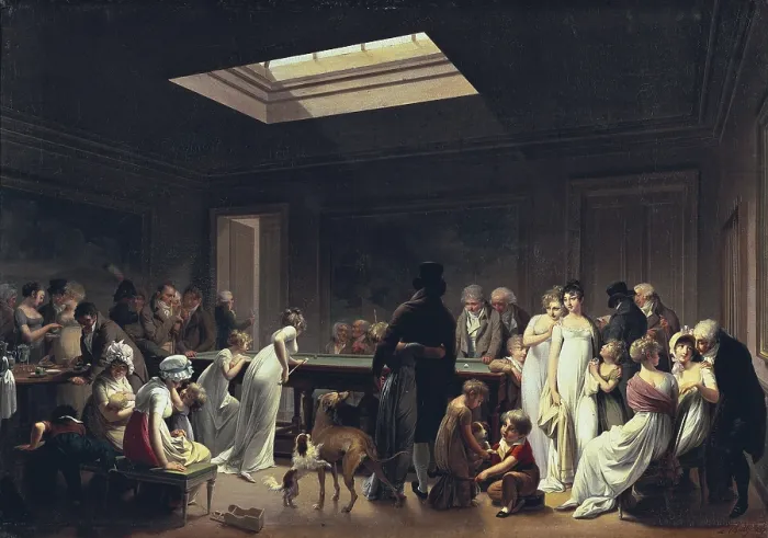 Framed Print : BOILLY, Louis Leopold (1761-1845). A Game of Billiards. 1807. Neoclassicism. Oil on canvas. RUSSIA. Saint Petersburg. State Hermitage Museum. - C
