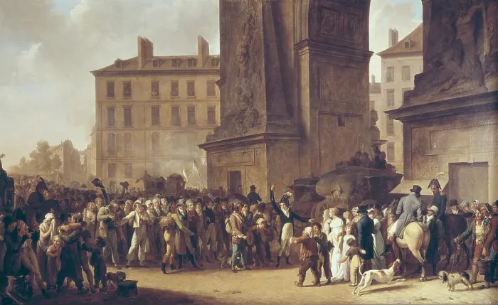 Framed Print : BOILLY, Louis Leopold (1761-1845). The Conscripts of 1807 Marching Past the Gate of Saint-Denis. 19th c. Neoclassicism. Oil on canvas. FRANCE. Paris