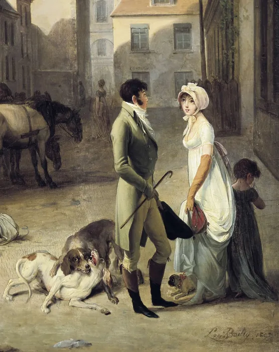 Framed Print : BOILLY, Louis Leopold (1761-1845). The Arrival of a Stagecoach at the Terminus, rue Notre-Dame-des-Victories, Paris. 1803. Right detail. Neoclassicism. Oil on canvas. FRANCE Framed Print : BOILLY, Louis Leopold (1761-1845). The Arrival of a Stagecoach at the Terminus, rue Notre-Dame-des-Victories, Paris. 1803. Right detail. Neoclassicism. Oil on canvas. FRANCE