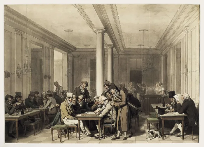 Framed Print : BOILLY, Louis Leopold (1761-1845). Interior of a Parisian Caf. ca. 1815. Neoclassicism. Watercolour. FRANCE. Paris. Muse Carnavalet (Carnavalet Museum)