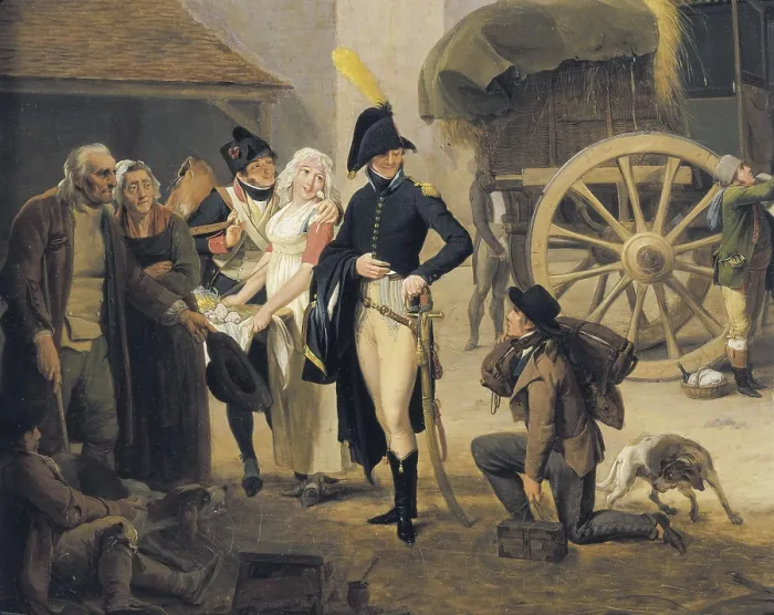 Framed Print : BOILLY, Louis Leopold (1761-1845). The Arrival of a Stagecoach at the Terminus, rue Notre-Dame-des-Victories, Paris. 1803. Left detail. Neoclassicism. Oil on canvas. FRANCE Framed Print : BOILLY, Louis Leopold (1761-1845). The Arrival of a Stagecoach at the Terminus, rue Notre-Dame-des-Victories, Paris. 1803. Left detail. Neoclassicism. Oil on canvas. FRANCE
