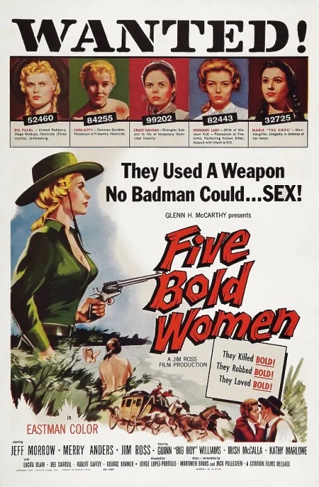 Framed Print : FIVE BOLD WOMEN, US poster art, Irish McCalla, Kathy Marlowe, Dee Carroll, Merry Anders, Lucita Blain, 1960
