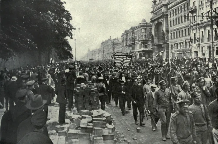 Framed Print : Bolshevik parade in St. Petersberg during the Russian Revolution, Spring, 1917
