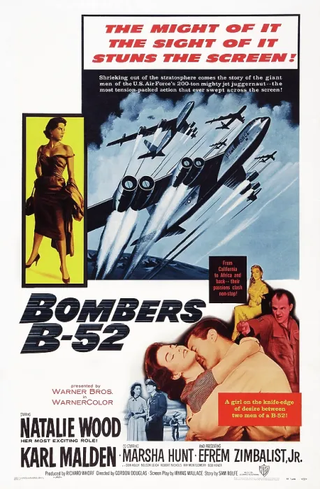 Framed Print : BOMBERS B-52, US poster art, top left: Natalie Wood; bottom left: Marsha Hunt; center: Natalie Wood, Efrem Zimbalist Jr.; right: Karl Malden, 1957