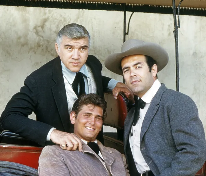 Framed Print : BONANZA, from left: Lorne Greene, Michael Landon, Pernell Roberts, 1960, 1959-1973