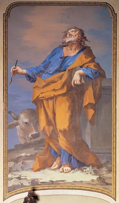 Framed Print : Bongiovanni Giovenale, St Luke the Evangelist, 18th Century, fresco, Italy, Piemonte, Mondov, Cuneo