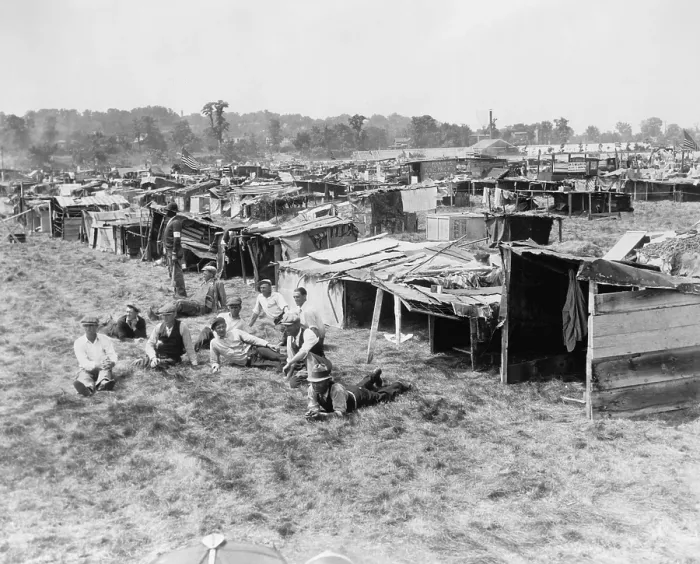 Framed Print : The Bonus Army built a Hooverville on Anacostia Flats, Washington, D.C. It would later be burned down by U.S. Army troops as they suppressed the veterans protest. June 11, 1932