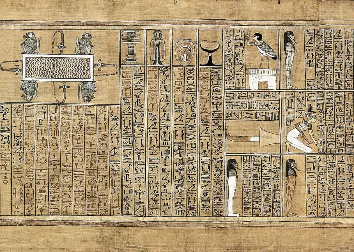 Framed Print : Book of the Dead or Papyrus of Any. ca. 1275 BC. 19th Dynasty. From left to right, the lake of fire, amulets and the protectors of the tomb. Egyptian art. New Kingdom. Painting Framed Print : Book of the Dead or Papyrus of Any. ca. 1275 BC. 19th Dynasty. From left to right, the lake of fire, amulets and the protectors of the tomb. Egyptian art. New Kingdom. Painting