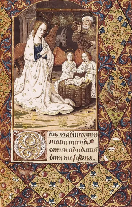 Framed Print : Book of Hours for Charles V. 16th c. The Birth. French School. Renaissance art. Miniature Painting. SPAIN. Madrid. National Library. AISA / Everett Collection**US SALES ONLY**