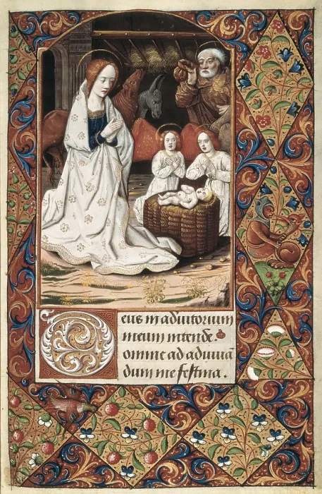 Framed Print : Book of Hours for Charles V. 16th c. Cod. Vitr. 24-3. Folio 67. Nativity of Christ. French School. Renaissance art. Miniature Painting. SPAIN. Madrid. National Library