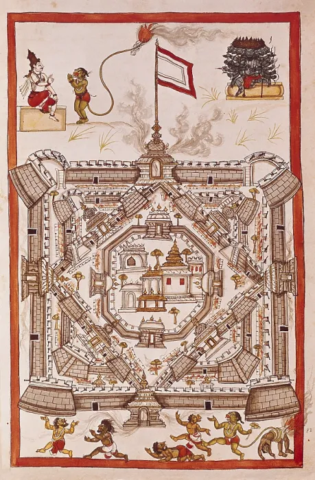 Framed Print : Book of the Moghul. Ms. 8300. 17th c. Depicting an enchanted city. Hindu art. Miniature Painting. ITALY. Venice. Biblioteca nazionale marciana (St. Mark's Library)
