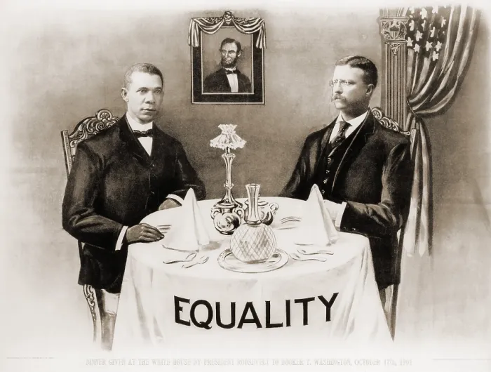 Framed Print : Booker T. Washington dines with President Roosevelt, October 17th, 1901