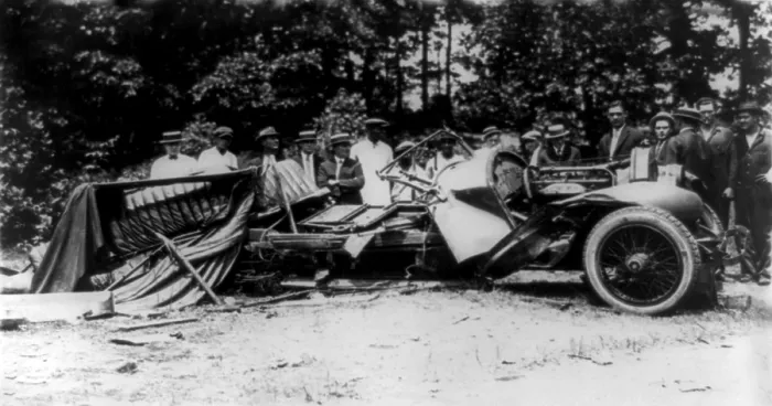 Framed Print : Bootlegging and Prohibition, from original caption: the remains of a borrowed Stutz touring car after running into a tree at seventy miles an hour Framed Print : Bootlegging and Prohibition, from original caption: the remains of a borrowed Stutz touring car after running into a tree at seventy miles an hour