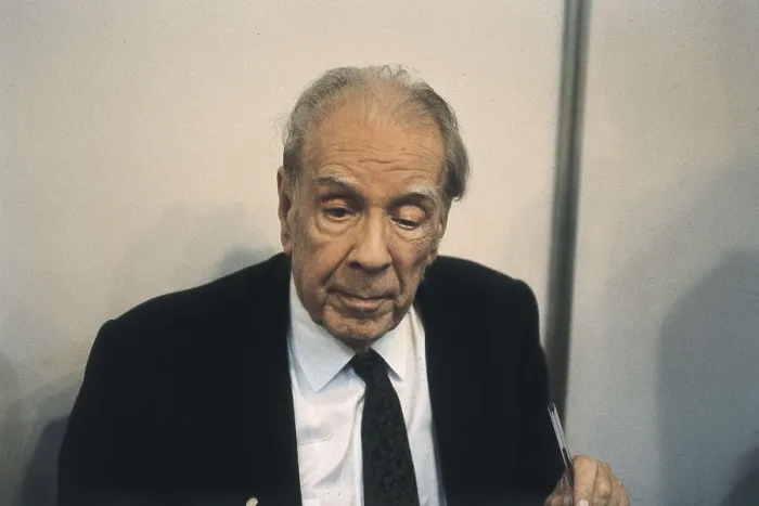 Framed Print : BORGES, Jorge Luis (1899-1986). Borges in the Book Fair of Barcelona in 1985. AISA / Everett Collection**US SALES ONLY** Framed Print : BORGES, Jorge Luis (1899-1986). Borges in the Book Fair of Barcelona in 1985. AISA / Everett Collection**US SALES ONLY**