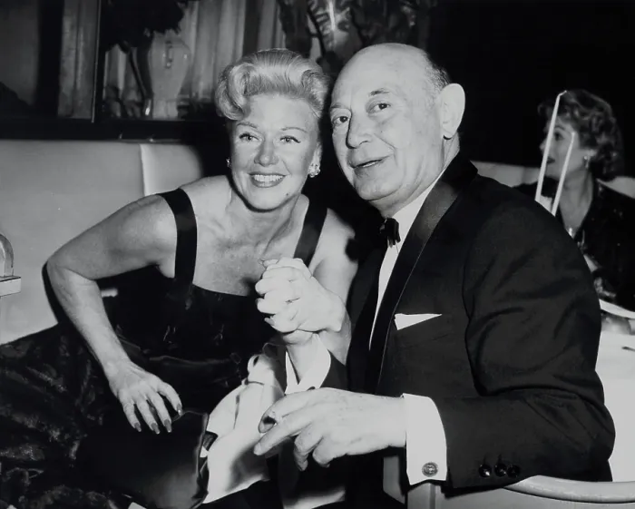 Framed Print : Boris Morros posing with Ginger Rogers at the Harwyn Club in NYC, Nov. 13, 1957