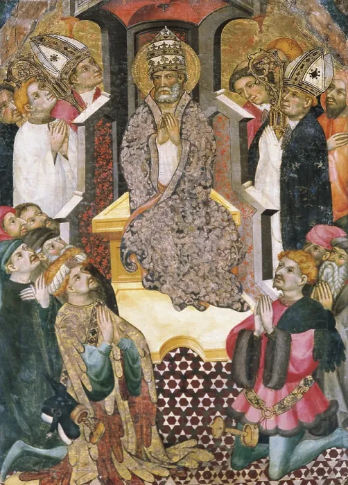 Framed Print : BORRASSA, Lluis (1360-1425). Altarpiece of Saint Peter. 1411-1412. SPAIN. Terrassa. Church of St. Mary. International gothic. Tempera on wood. - J