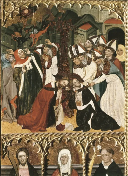 Framed Print : BORRASSALlus (1360-1425). Altarpiece of Franciscan Advocationfrom the Convent of Santa Clara. 1414-1415. Detail. Scene of the martyrdom of the apostles. International gothic Framed Print : BORRASSALlus (1360-1425). Altarpiece of Franciscan Advocationfrom the Convent of Santa Clara. 1414-1415. Detail. Scene of the martyrdom of the apostles. International gothic