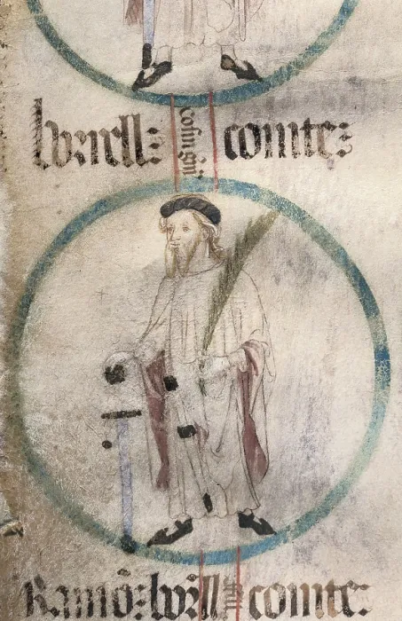 Framed Print : BORRELL II (934-992). Count of BarcelonaGironaand Osona (947-992). Detail of Borrell IICount of Barcelona and Urgell. Genealogy of the Crown of Aragon. ca. 1410. Gothic art