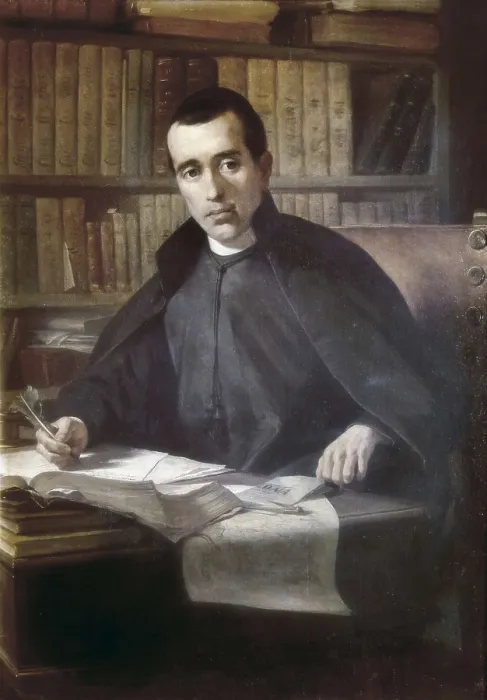Framed Print : BORRELL, Pedro (1835-1910). Portrait of Jaume Balmes. 2nd half 19th c. Oil on canvas. SPAIN. Barcelona. Gallery of Famous Catalans. Requesens Palace