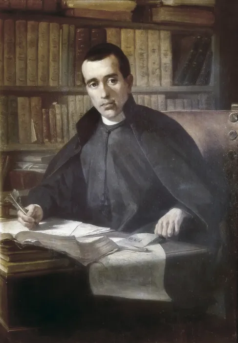 Framed Print : BORRELL, Pedro (1835-1910). Portrait of Jaume Balmes. 2nd half 19th c. Oil on canvas. SPAIN. Barcelona. Gallery of Famous Catalans. Requesens Palace