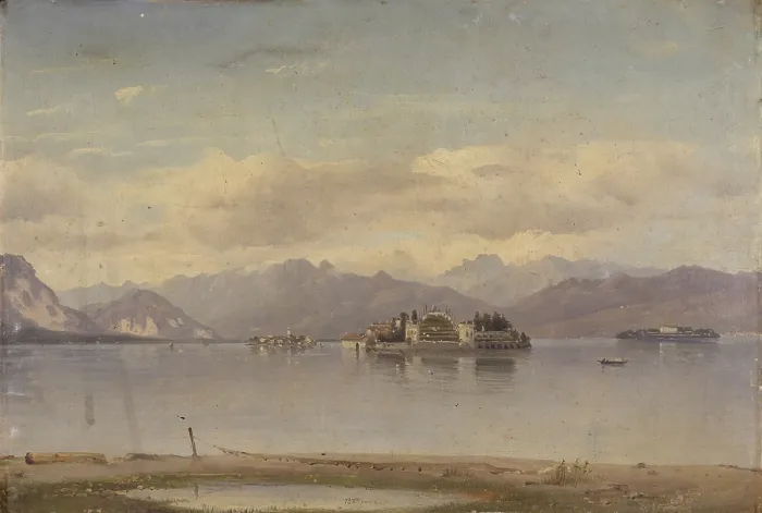 Framed Print : The Borromean Islands (Le isole Borromee), by Prinetti Constantine, 1852, 19th century, oil on cardboard. - Italy, Lombardy, Milan, Brera Academy of Fine Arts. Whole artwork view Framed Print : The Borromean Islands (Le isole Borromee), by Prinetti Constantine, 1852, 19th century, oil on cardboard. - Italy, Lombardy, Milan, Brera Academy of Fine Arts. Whole artwork view
