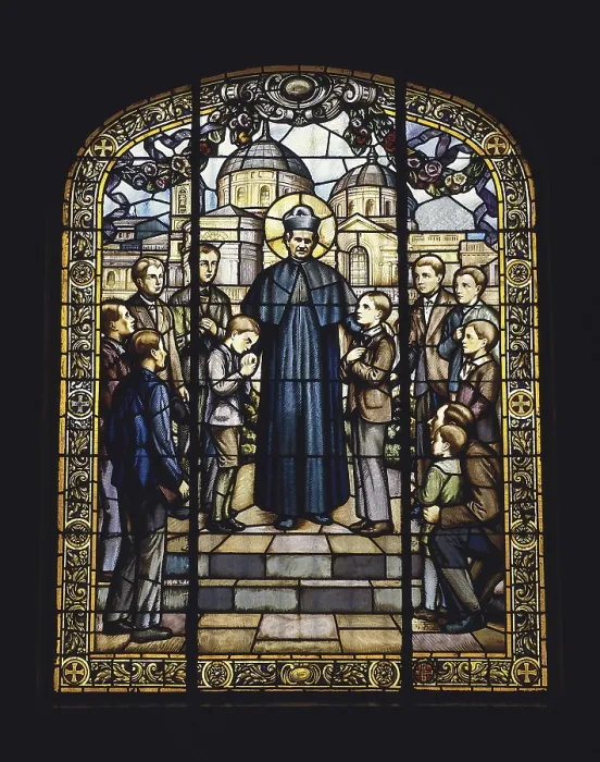 Framed Print : Bosco, Saint John (1815-1888). Italian priest and educator. Glass window. AISA / Everett Collection - Image has fine art copyright Framed Print : Bosco, Saint John (1815-1888). Italian priest and educator. Glass window. AISA / Everett Collection - Image has fine art copyright