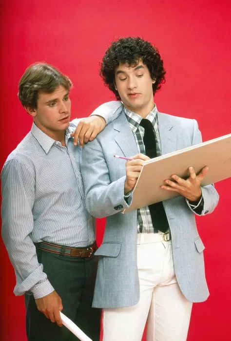 Framed Print : BOSOM BUDDIES, from left: Peter Scolari, Tom Hanks, 1980, 1980-1982