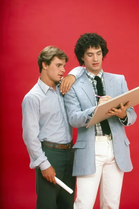 Framed Print : BOSOM BUDDIES, from left: Peter Scolari, Tom Hanks, 1980, 1980-1982