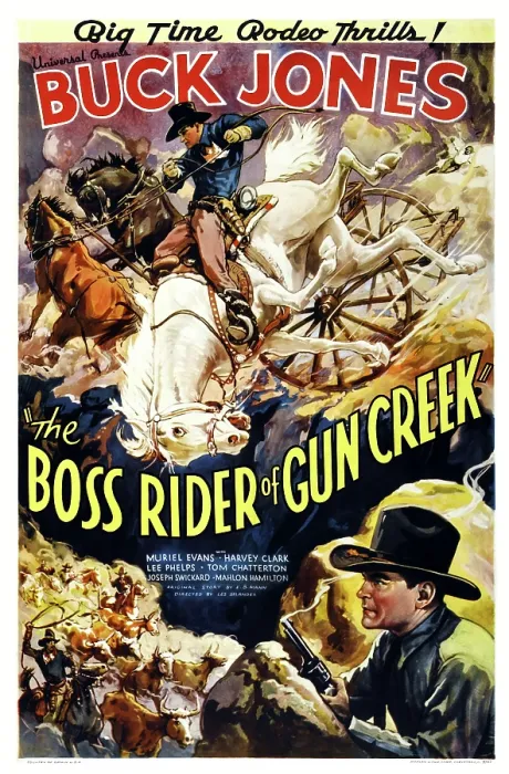 Framed Print : THE BOSS RIDER OF GUN CREEK, Buck Jones on poster art, 1936
