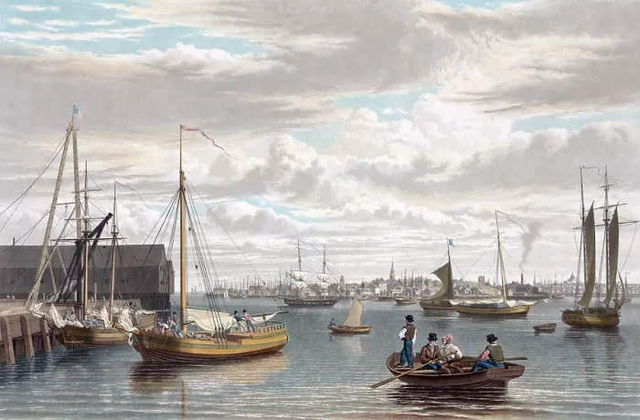 Framed Print : Boston, from the ship house, west end of the navy yard 1833