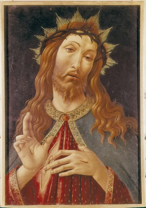 Framed Print : BOTTICELLI, Alessandro di Mariano dei Filipepi, also called Sandro (1445-1510). Jesus The Redeemer. c. 1500. Renaissance art. Quattrocento. Florentine school. Tempera on wood