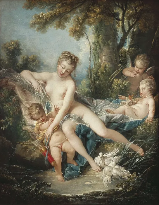 Framed Print : BOUCHER, Franois (1703-1770). Venus Consoling Cupid. 1751. Rococo. Oil on canvas. UNITED STATES OF AMERICA. Washington. National Gallery of Art
