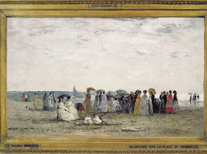 Framed Print : BOUDIN, Eugne (1824-1898). Bathers on the Beach at Trouville. 1869. Impressionism. Oil on canvas. FRANCE. Paris. Muse d'Orsay (Orsay Museum)