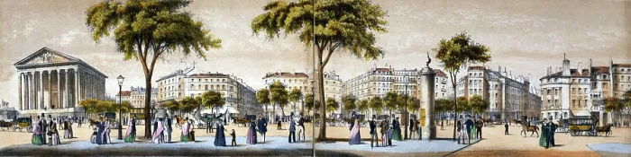 Framed Print : Boulevard de la Madeleine in Paris, France. color lithograph by Paul Lancel, 1852 Framed Print : Boulevard de la Madeleine in Paris, France. color lithograph by Paul Lancel, 1852