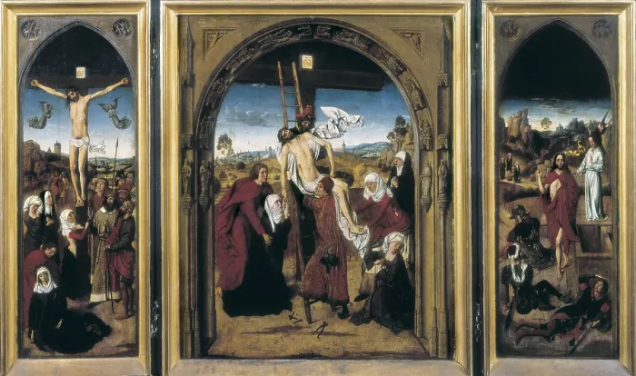 Framed Print : Bouts, Dirck. Tryptich of the Passion. 16th c. Flemish art. Oil on wood. SPAIN. Valencia. Patriarch's Museum