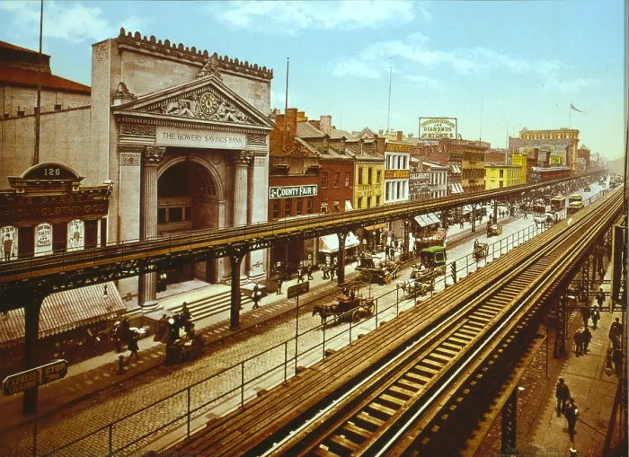 Framed Print : The Bowery, the Third Avenue elevated train, New York City, photochrom, circa 1900