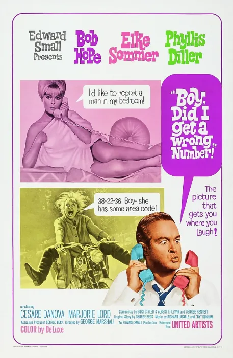 Framed Print : BOY, DID I GET A WRONG NUMBER!, US poster art, Elke Sommer (top), bottom from left: Phyllis Diller, Bob Hope, 1966