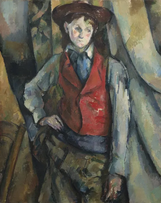 Framed Print : Boy in a Red Waistcoat, by Paul Cezanne, 1888-90, French Post-Impressionist painting, oil on canvas