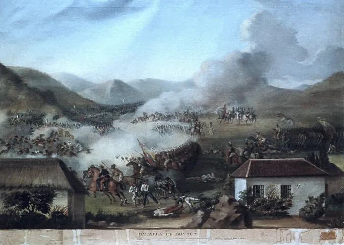 Framed Print : BoyacA battle, Bolivar's soldiers defeating Jose M.Barreiro's royalist soldiers, making sure Nueva Granada was independent. Painting Framed Print : BoyacA battle, Bolivar's soldiers defeating Jose M.Barreiro's royalist soldiers, making sure Nueva Granada was independent. Painting