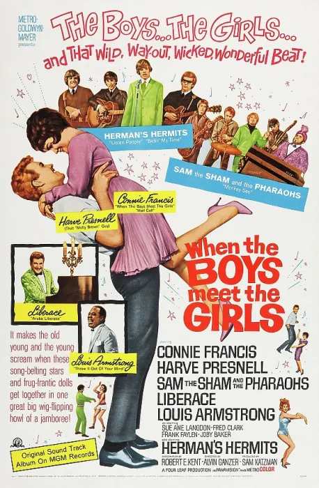 Framed Print : WHEN THE BOYS MEET THE GIRLS, top from left: Herman's Hermits, Sam the Sham and the Pharohs, center from left: Harve Presnell, Connie Francis, left from top: Liberace