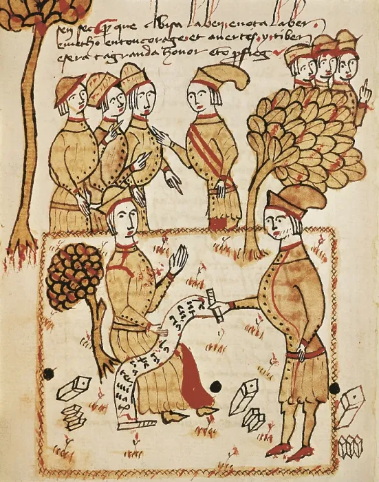 Framed Print : BOYSSET, Bertrand (1355-1415). Surveyor, historian and Occitan troubadour. A Surveyor with his Workers. Ms 327 fol.201v