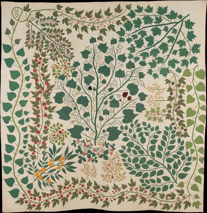 Framed Print : BRANCHES AND VINES QUILT, by Ernestine Eberhardt Zaumsei. 1875, American crafts, textiles