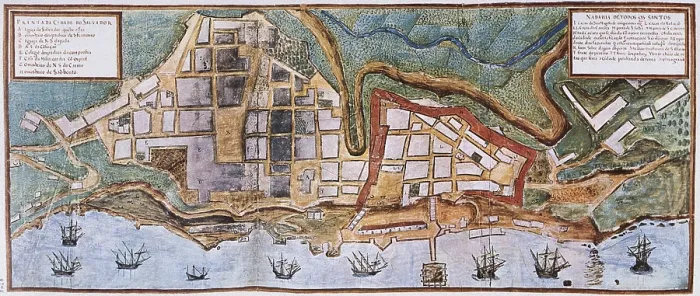 Framed Print : Brazil (17th c.). Salvador of Bahia. The city and the harbour. Engraving. - J. Bedmar / Iberfoto / Everett Collection (372857)**US SALES ONLY**