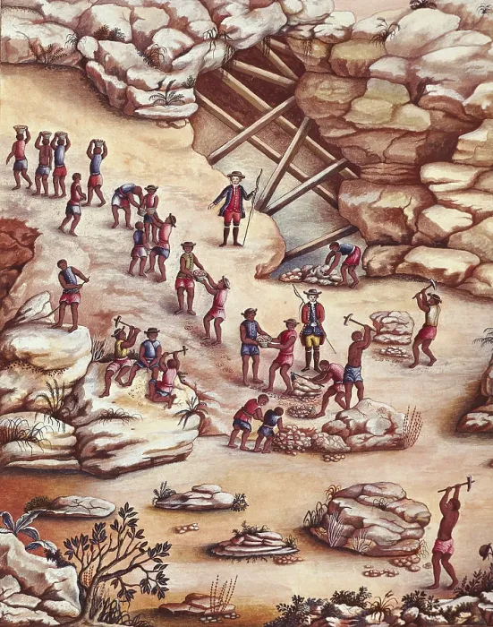 Framed Print : Brazil (18th c.). Slaves in a diamond mine. Painting. - BeBa / Iberfoto / Everett Collection (150898)**US SALES ONLY** Framed Print : Brazil (18th c.). Slaves in a diamond mine. Painting. - BeBa / Iberfoto / Everett Collection (150898)**US SALES ONLY**