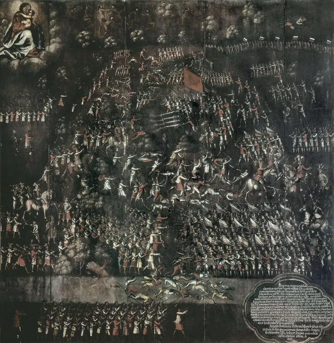Framed Print : Brazil. Colonial America (1648). Battle of Guararapes between Dutch and Portuguese forces at Pernambuco. Oil on canvas. BRAZIL. Recife. Pernambuco State Museum Framed Print : Brazil. Colonial America (1648). Battle of Guararapes between Dutch and Portuguese forces at Pernambuco. Oil on canvas. BRAZIL. Recife. Pernambuco State Museum